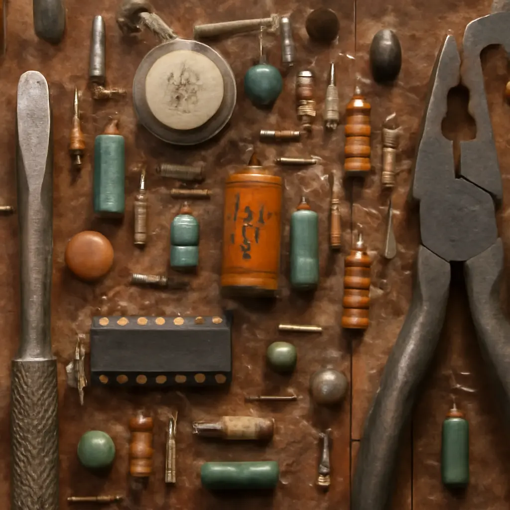 Старая печатная плата с припаянными компонентами для демонтажа